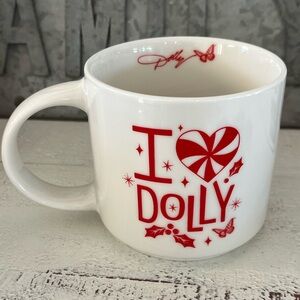NWT Dolly Parton “I Love Dolly" White with Red Lettering Ceramic Mug